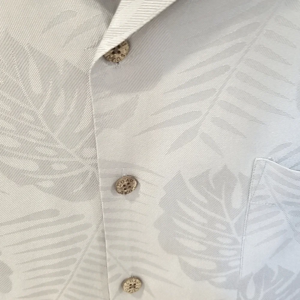 Luau men's shirt finest silk,grayish blue ,XL Camp style. Hawaiian. - Picture 3 of 6